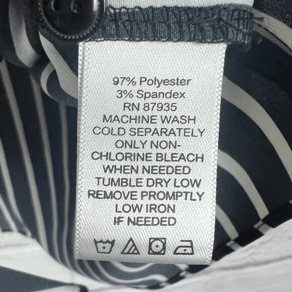 SUSAN GRAVER Women's 16 Black White‎ Striped Stretch Tie Front Button Up Shirt - Picture 6 of 8